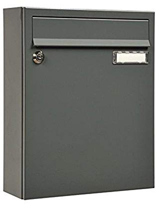 MEFA 133310 Briefkasten Sonate 133 (Postkasten + Namensschild; beschichteter Stahl; 33 x 26 x 100 cm) grau