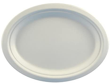 50 Teller, Zuckerrohr pure oval 26 cm x 20 cm x 2 cm weiss