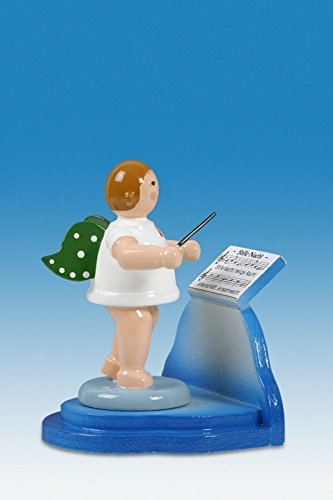 Rudolphs Schatzkiste Holzfigur Engeldirigent am Notenpult ohne Krone Höhe 6cm NEU Holzengel Instrument Seiffen Erzgebirge Figur Dekoration Holzfiguren Weihnachten Fensterschmuck Spielzeug Deko