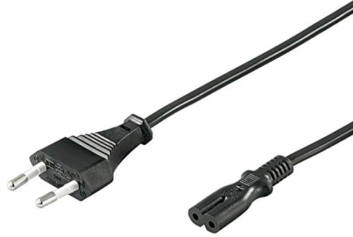 PremiumCord kpspm3 Netzkabel 230V 3m, Stromkabel mit Eurostecker auf Euro Doppelbuchse C7 2 Polig, IEC 320, gerade, Farbe schwarz