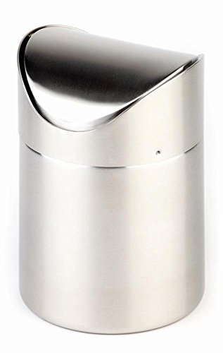 APS Poubelle de Table Ø 12 cm, H: 17 cm Acier Inoxydable, Poli Mat