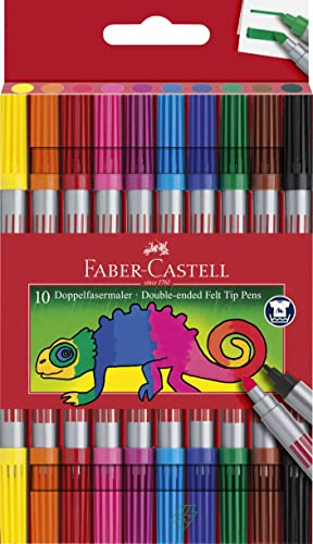 FABER-CASTELL 151110 - Filzstifte Set 10-teilig, Doppelfasermaler für Kinder und Erwachsene