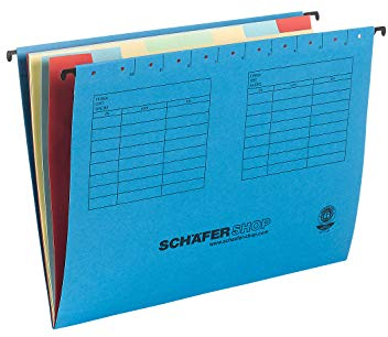 SCHÄFER SHOP Hängemappe A4 – Fächermappe bunt Hängeregister Hängetasche mit 9 Fächern - blau, 5 Stück