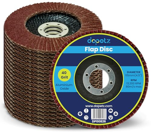 Dapetz ® Flap Discs 40 Grit 115mm 4.5 Aluminum Oxide Grinding Discs Sanding Discs for Angle Grinder to Sanding Grinding Metal Wood and Stainless Steel Pack of 5PC