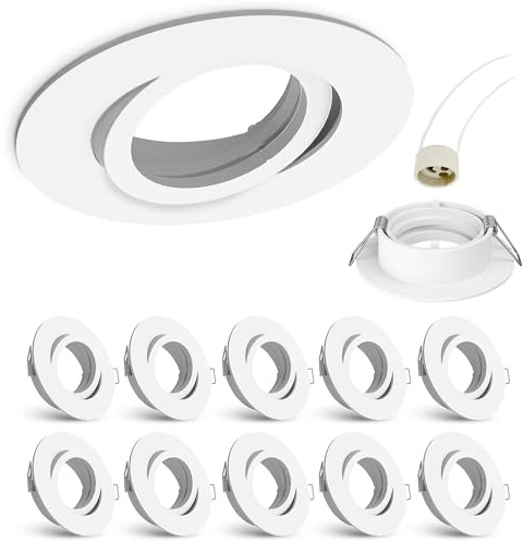 linovum Einbaurahmen 10er Set weiß rund schwenkbar GU10 Fassung
