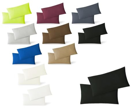 EXKLUSIV HEIMTEXTIL Jersey Kissenbezug Hülle 2 Sparpack Set mit Reißverschluss hochwertige Qualität 40 x 80 cm schwarz
