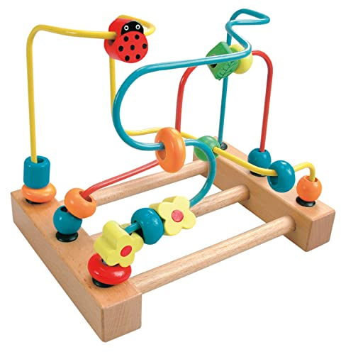 Bino Motorikschleife, Baby Spielzeug, Holzspielzeug für Kinder (Motorikspielzeug in schönem Marienkäfer-Design, fördert die Kreativität & Auge-Hand-Koordination, Maße: 18.5x13x16 cm), Mehrfarbig