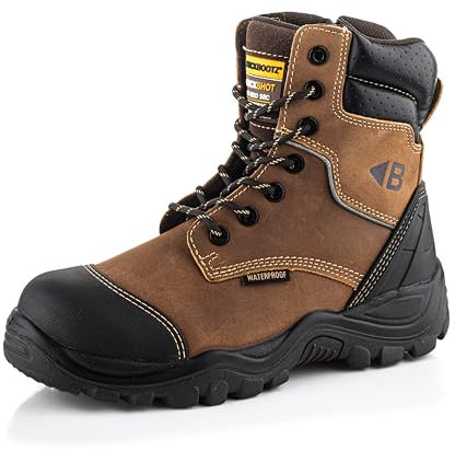 Buckler BSH008WPNM High Leg Waterproof Safety Work Boots Brown (Sizes 6-13) Men's Steel Toe Cap (10)