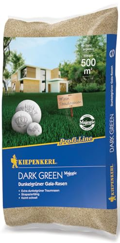 Kiepenkerl Profi-Line Dark Green Dunkelgrüner Gala-Rasensamen 665200 - Besonders dunkelgrüne Ziergräser, Rasensaat schnellkeimend, Qualitätsrasen aus Spitzensorten, 10 kg