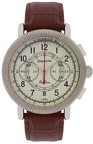 Gigandet Herrenuhr Chronograph Vintage-Uhr Lederarmband Männeruhr Red Baron G19