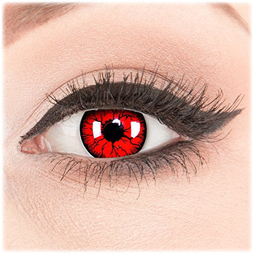 Funnylens 1 Paar farbige rote red Crazy Fun Metatron Kontaktlinsen MIT STÄRKE -5,00 und Behälter von Funnylens. Perfekt zu Halloween, Karneval, Fasching oder Fasnacht.