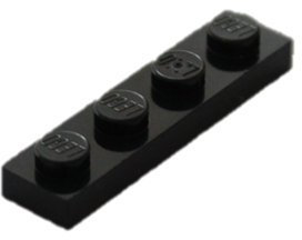 LEGO Plates: Black 1x4. Part 3710 (X 25)