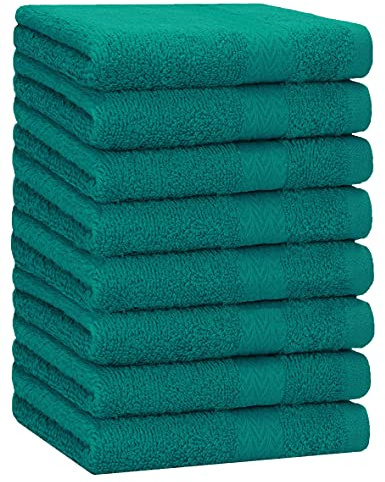 Betz 8 Stück Handtücher Set Größe 50 x 100 cm Handtuch Premium 100% Baumwolle Farbe smaragdgrün