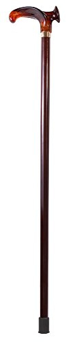 DELFA Gehstock Gehhilfe für Damen und Herren - für Linkshänder - Anatomisch geformter Spazierstock Wanderstock - Bernsteinoptik