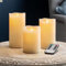 Christow 3 x Flickering Flameless LED Candles, Real Wax, Battery Powered Mood Lights, Remote Control with Timer & Brightness Function