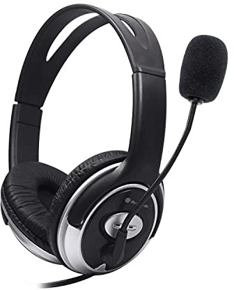 Dynamode Headset with Microphone - Wired Headphones for Computer, Laptop, Gaming, Office,Work - DH-660 3.5mm Jacks Blue/Black Adjustable Sound Cancelling Headphones for Skype, Chat, Calls, Streaming