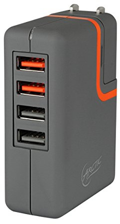ARCTIC Charger Pro 4 Rev. 2 – USB universalladdare – maximal utgång 2 500 mA – kompatibel med alla USB-enheter – inklusive reseadaptrar för EU och USA för kompatibilitet i över 100 länder i världen
