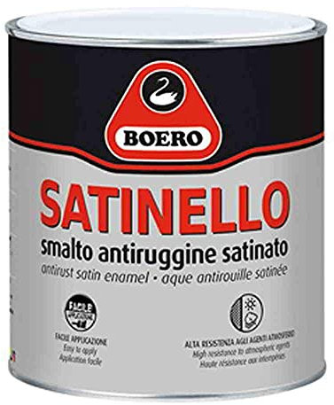 SATINELLO BOERO SMALTO LT. 0,750 BIANCO OPACO ANTIRUGGINE ALCHIDICO TIXOTROPICO SATINATO, IDEALE X FERRO, IDONEO SU LEGNO.