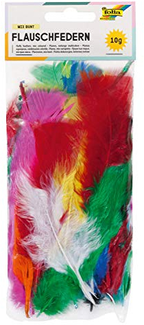 folia 53019 - Federn, Flauschfedern, 10 G, Farbig Sortiert In Intensiven Farben - Ideal Für Kreative Bastelarbeiten, Masken, Kostüme