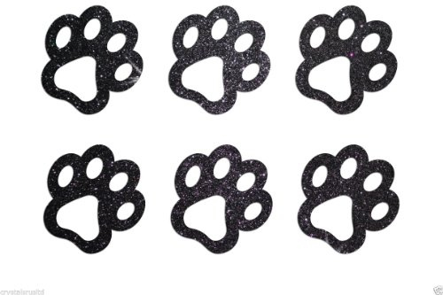 24 Hundepfoten zum Aufbügeln, Glitzerstoff, Aufnäher, 2,5 cm schwarz