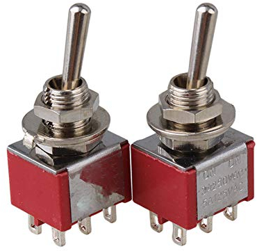 Yibuy Red 2-Way Design AC 125V 6A Double Pole DPDT On/On 2P Toggle Switch Pack of 2
