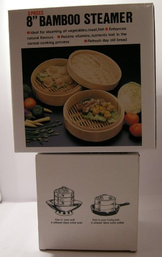 Vaporera de bambú - 3 piezas - 20 cm de diámetro - Calidad superior