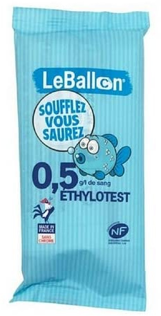 ETHYLOTEST Conforme NFX 20702 - Lot de 100 Sans Chrome Produit Français - Le ballon testeur d'alcoolémie - Validité 06/2028