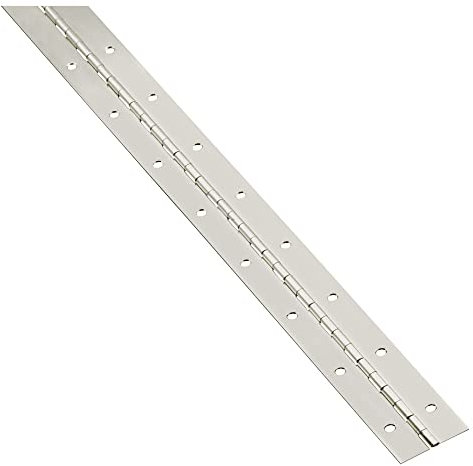 National Hardware N148-171 Continuous Hinge - Cold-Rolled Steel Construction with Friction Pin - Surface Mount Installation - Nickel Finish - 1-1/2 in x 30 in - Cut to Desired Length