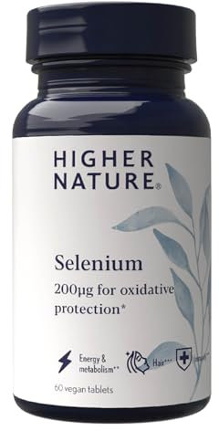 Higher Nature - Selenium 200ug - for Immune Support, Oxidative Stress Protection, Hair and Nails Supplement - Thyroid Support Supplement - Selenium Supplements, Hair and Nail Health - 60 Capsules