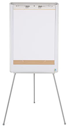 Bi-Office Earth Dreibein Flipchart, lackierte, trocken abwischbare Stahloberfläche, magnethaftend, Aluminiumrahmen, mit ausziehbaren Armen