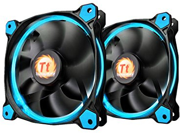 Thermaltake Riing 12 hoher Statischer Druck Circular Ring Blue LED Case/Heizkörper Lüfter mit Anti-Vibration System Triple Pack Cooling blau Twin Pack 140mm
