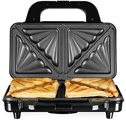 Tower T27013 Deep Fill Sandwich Maker with Extra Deep and Easy to Clean Non-Stick Plates, Automatic Temperature Control, 900W, Silver and Black