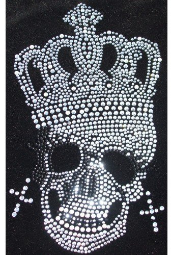 Bügelbild Totenkopf, Krone, Kristall, Perle, T-Shirt-Transfer