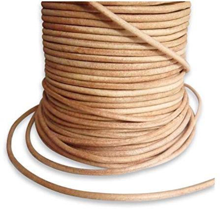 Auroris - 25m Rolle Lederband rund - Ø 1mm - Natur (ungefärbt)
