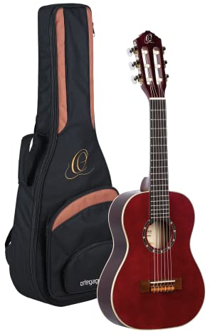 Ortega Guitars 1/4 Konzert Gitarre – Family Series – Inklusive Gig Bag – Fichte, Mahagoni, Rot (R121-1/4WR)