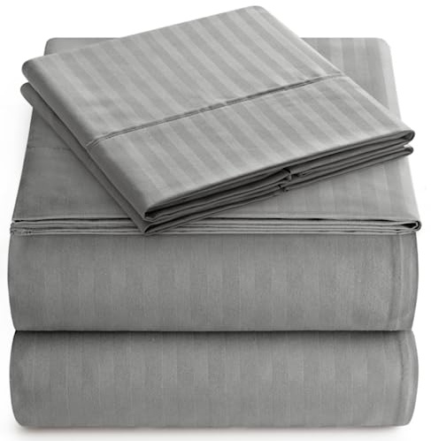 Queen Sheet Set - 4-Piece Striped Queen Size Bed Sheets - Soft & Cooling Deep Pocket Queen Bed Sheet Set - Wrinkle-Free Microfiber Bedding with 1 Fitted Sheet, 1 Flat Sheet, 2 Pillowcases