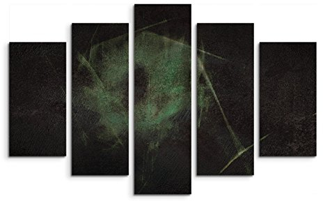 Paul Sinus Art 5 teiliges Wandbild auf Leinwand (Gesamt: H: 100cm B: 160cm) Keilrahmenbild Canvas Fotodruck Leinwandbild Leinwanddruck Kunstdruck Wandbild schwarz grün Kreis