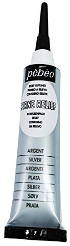 PEBEO Vitrail Glass Paint 774100 Konturenpaste 20 ml Tube in Blister Pack Silver