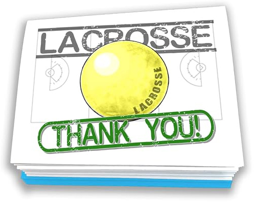 Play Strong Girls Lacrosse Thank You Note Cards 12-Pack (4.25x5.5) Illustrated Sports Powercard Note Card Set 12-Pack Perfect for Lacrosse Players, Coaches, Fans and Fanatics - They'll Love 'Em!