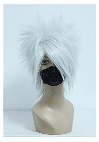 COSPLAZA Perücke Hatake Kakashi Silber Weiß Anime Cosplay Wig Karneval Party Haar