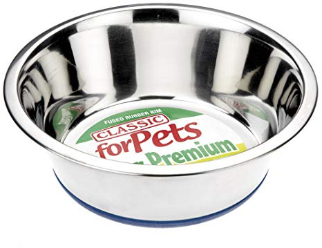 Classic Pet Products Non-Slip Stainless Steel Dish (2500 ml - 250 mm, 9.75 Inch Diameter Dog Bowl), Silver