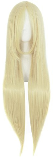 MapofBeauty 32 80cm Long Straight Anime Costume Cosplay Wig Party Wig (Light Blonde)