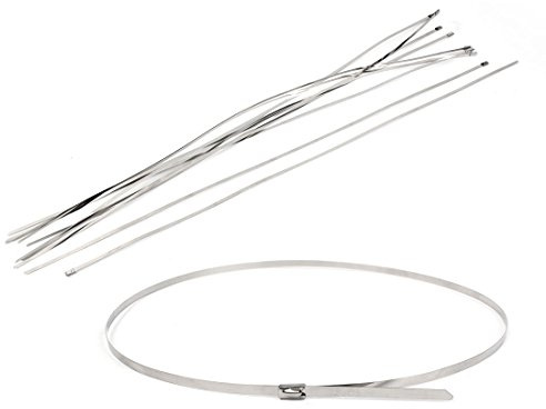 sourcing map Sujetacables rociado de acero inoxidable, 700 mm de largo, 4,6 mm de ancho, 10 unidades, tono plateado