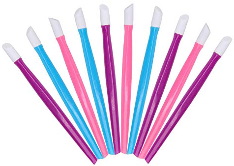 10pcs Rubber Nail Cuticle Pusher Tipped Plastic Handle Nail Art Tool Nail Acrylic Cuticle Pusher Cleaner(Random Color)