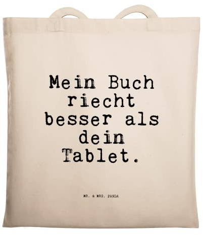 Mr. & Mrs. Panda Tote Bag Mein Buch riecht besser... - Geschenk, Uni Tasche, Spruch, Leseratte, Bücher, Shopping, Baumwolltasche, Sprüche, canvas, Bücherwurm