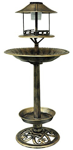 Kingfisher Vogelhaus mit Vogelbad, Kupfer-Design, solarbetrieben