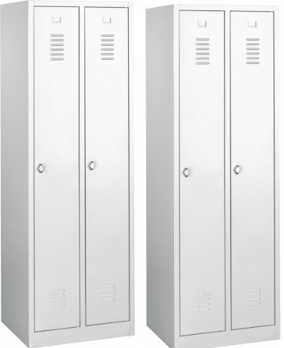 Lüllmann 2 X Spind komplett montiert Stahl-Kleiderspind Spindschrank Metallspind Garderobenschrank 2türig 250mm - 510100