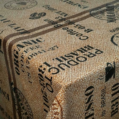 Wachstuch Wachstischdecke Tischdecke Breite und Länge wählbar Kaffeesack Braun Beige 90 x 140 cm Eckig abwaschbar Gartentischdecke