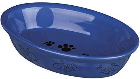 TRIXIE Napf, oval, Pfoten/Fische-Motiv, Keramik, 0,2 l/15 × 10 cm, Diverse