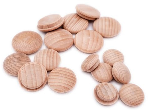 Pack of 10 cover caps made of beech for drill hole 20 mm, hole cover made in Austria, cap diameter 25 mm
